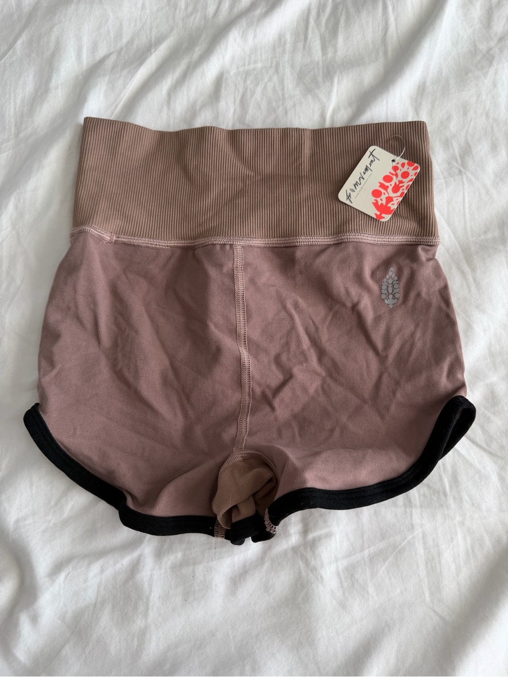 NWT Free People High Waist Mauve Athletic Shorts with Black Trim